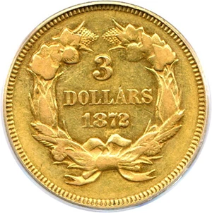 image for: 1872 $3 PCGS XF40