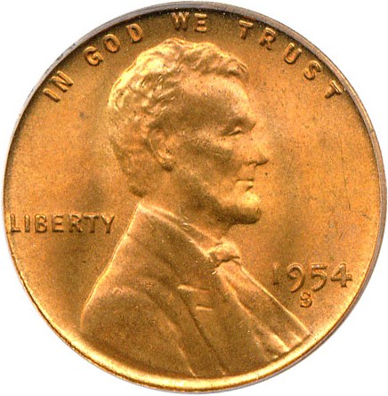 image for: 1954-S 1c PCGS MS66 RB