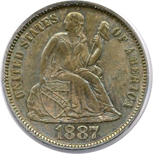 image for: 1887 10c PCGS/CAC MS65