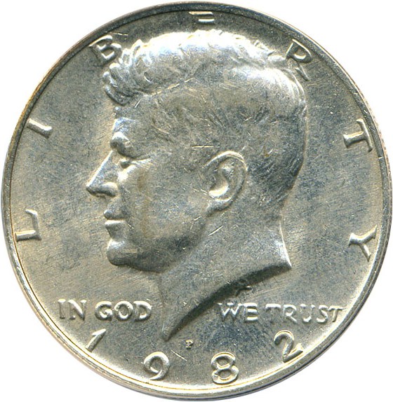 image for: 1982-P 50c ANACS MS62 (Abraded Die)