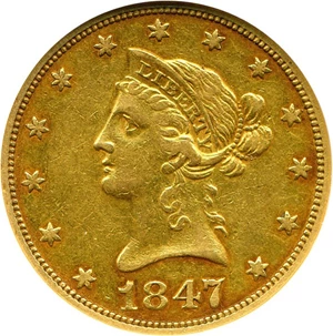 image for: 1847-O $10 NGC XF45