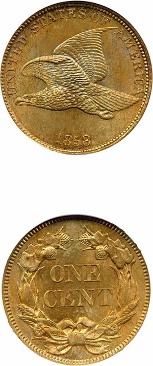 image for: 1858 Large Letters 1c NGC MS66 * Color *