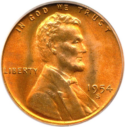 image for: 1954-S 1c PCGS MS66 RB