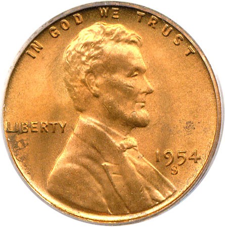 image for: 1954-S 1c PCGS MS66 RB