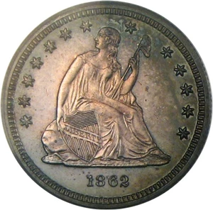 image for: 1862 25c PCGS Proof 63 Cameo
