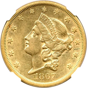 image for: 1867-S $20 NGC AU53