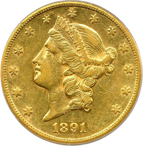 image for: 1891-CC $20 PCGS AU53