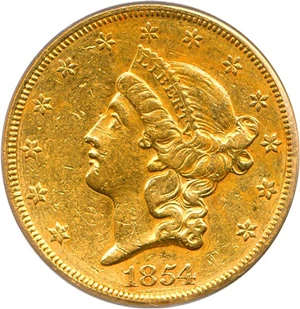 image for: 1854 $20 PCGS XF40 (Small Date)