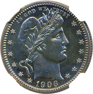 image for: 1906 25c NGC Proof 66 *Color*