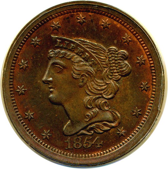 image for: 1854 1/2c PCGS MS62 RB OGH