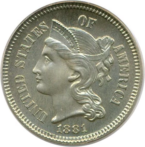image for: 1881 3cN PCGS/CAC Proof 67