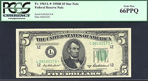 image for: 1950B $5 * Star * PCGS Gem CU66 PPQ (Fr.1963L)