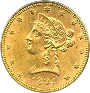 image for: 1894 $10 PCGS MS62