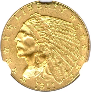 image for: 1911-D $2 1/2 NGC AU58