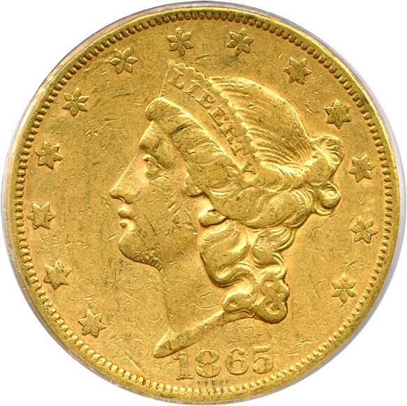 image for: 1865-S $20 PCGS XF40