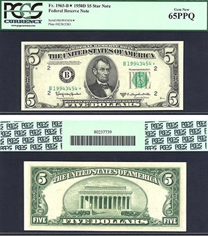 image for: 1950D * Star * $5 PCGS Gem CU65 PPQ (Fr.1965B)