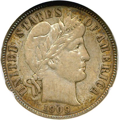 image for: 1909-D 10c  NGC/CAC AU50