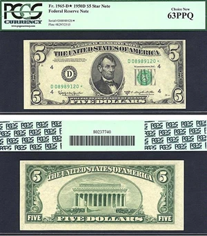 image for: 1950D * Star * $5 PCGS Choice CU63 PPQ (Fr.1965D)