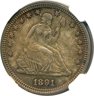 image for: 1891 25c NGC MS64