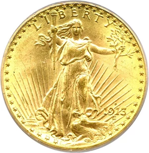 image for: 1913-D $20 PCGS MS65