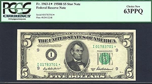 image for: 1950B $5 * Star * PCGS Choice CU63 PPQ (Fr.1963I)