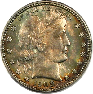 image for: 1908-O 25c PCGS MS65 * Color *