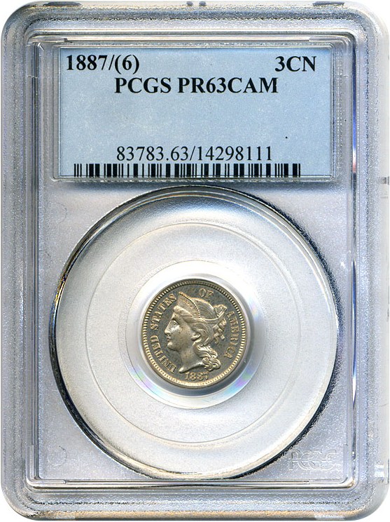 image for: 1887/(6)  3cN PCGS Proof 63 Cameo