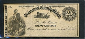 image for: Somerset County Bank Note 25c (Somerville, NJ, 1862)