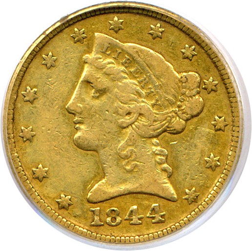image for: 1844-C $5 PCGS VF35