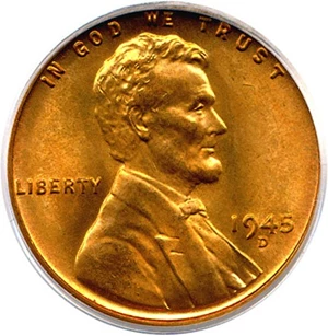 image for: 1945-D 1c PCGS MS67 RD