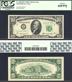 image for: 1950C * Star * $10 PCGS Gem CU66 PPQ (Fr.2013B)