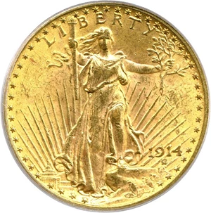 image for: 1914 $20 PCGS MS63