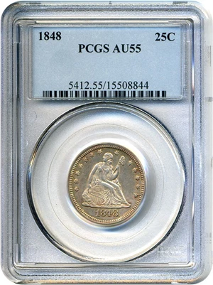 image for: 1848 25c PCGS AU55