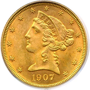 image for: 1907-D $5 PCGS MS64 OGH