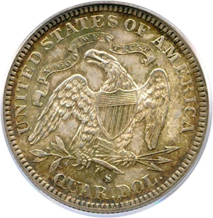 image for: 1877-S/S 25c PCGS/CAC MS64