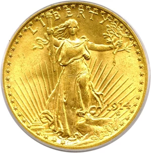 image for: 1914 $20 PCGS MS64