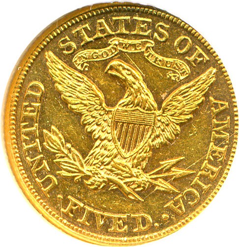 image for: 1867 $5 NGC AU55