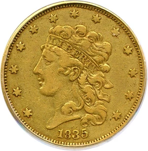 image for: 1835 $5 PCGS VF35
