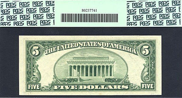 image for: 1950D $5 Dark Green Seal PCGS Gem CU66 PPQ  [G19895812] (Fr.1965G *Star*) 