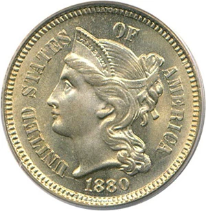 image for: 1880 3cN PCGS/CAC MS64