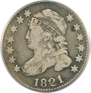 image for: 1821 10c PCGS F12 (Large Date)