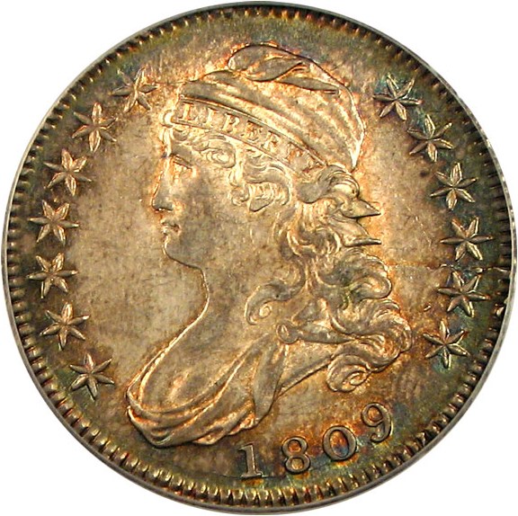 image for: 1809 50c PCGS AU58 *Color*  (III Edge)