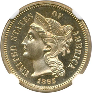 image for: 1865 3cN NGC Proof 66 Cameo