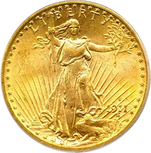 image for: 1911-S $20 PCGS MS65