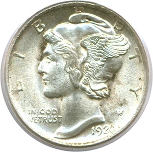 image for: 1920-D 10c PCGS MS65