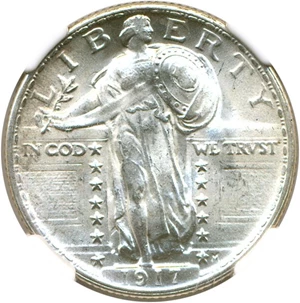 image for: 1917 Type 2 25c NGC MS66