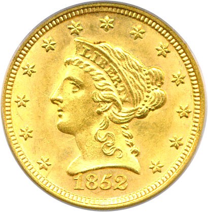 image for: 1852 $2 1/2 PCGS MS63