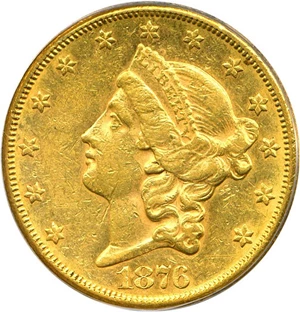 image for: 1876-CC $20 PCGS AU53