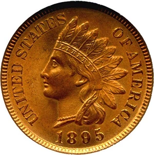 image for: 1895 1c NGC MS66 RD ex: Maine Roll