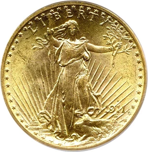 image for: 1911-S $20 PCGS MS65